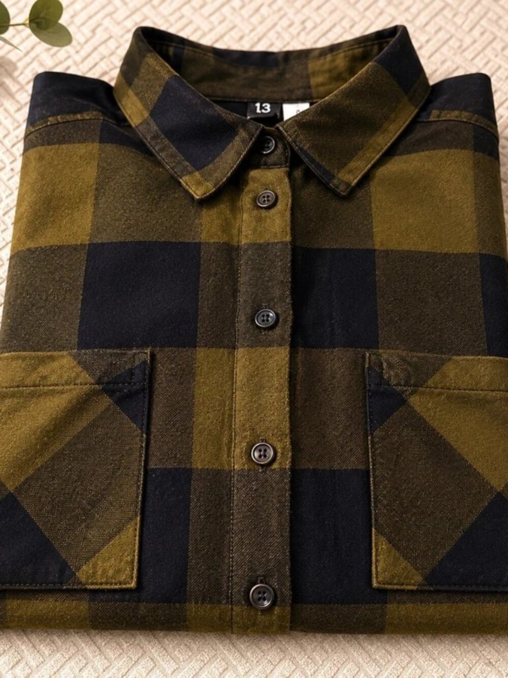 🔥H&M Olive & Black Buffalo Plaid Oversized - Women's L🔥